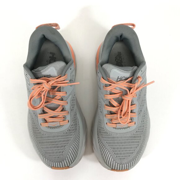 HOKA One One Bondi 7 Running Shoes Women's Size 6D Wide Harbor Mist Gray Comfort - Picture 4 of 12